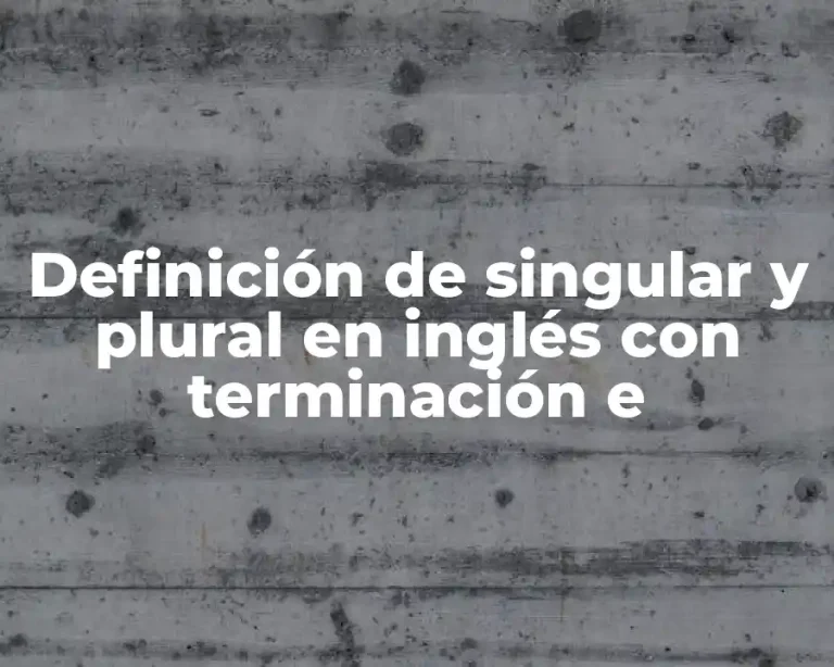 Definición de singular y plural en inglés con terminación e