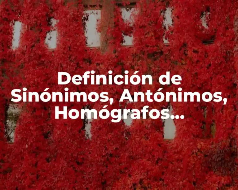 Definición de Sinónimos, Antónimos, Homógrafos, Homofonos, Parónimos y Polisemia