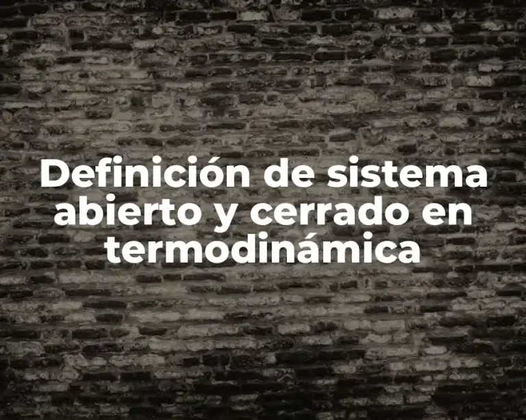Definición de sistema abierto y cerrado en termodinámica