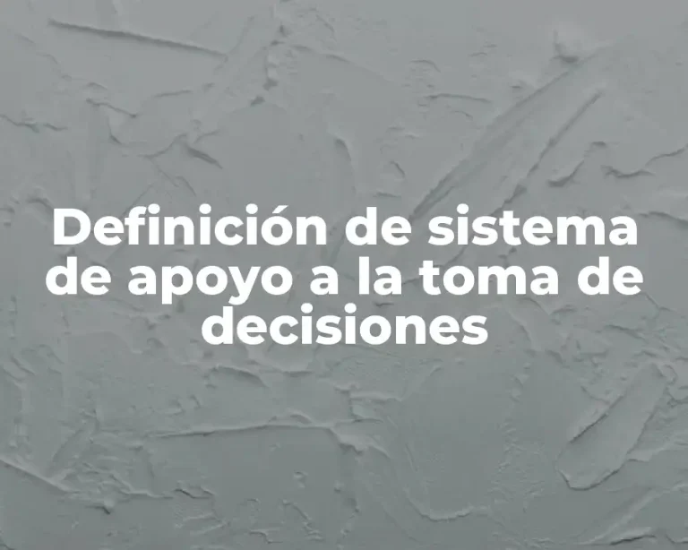 Definición de sistema de apoyo a la toma de decisiones