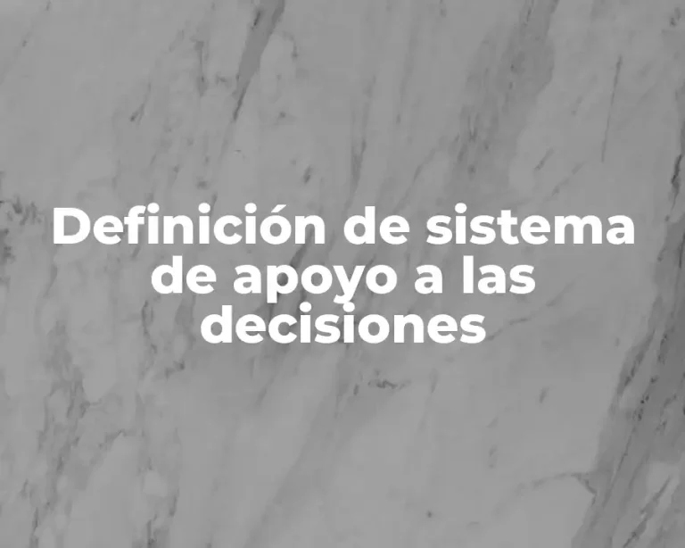 Definición de sistema de apoyo a las decisiones