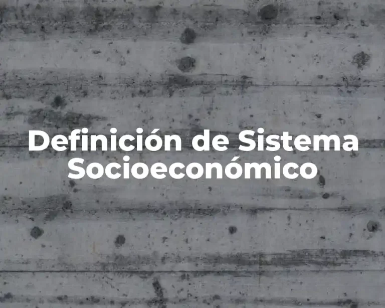 Definición de Sistema Socioeconómico