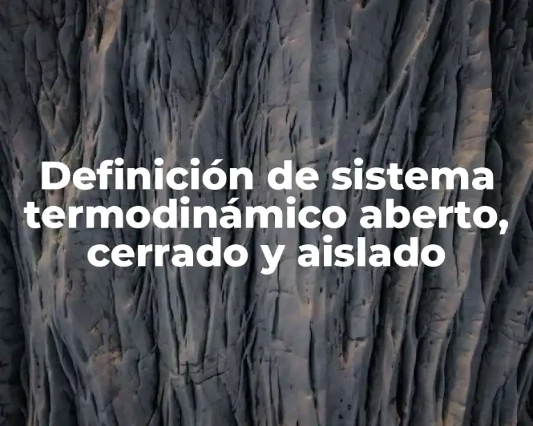 Definición de sistema termodinámico aberto, cerrado y aislado