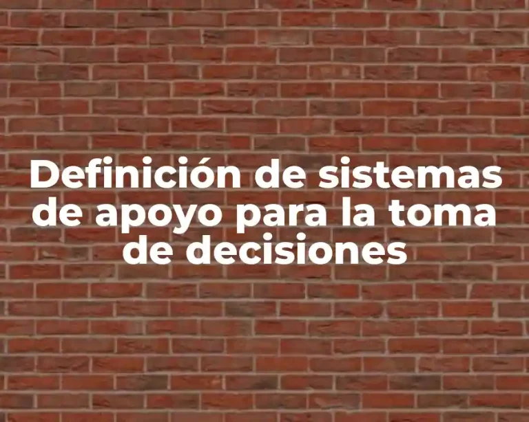 Definición de sistemas de apoyo para la toma de decisiones