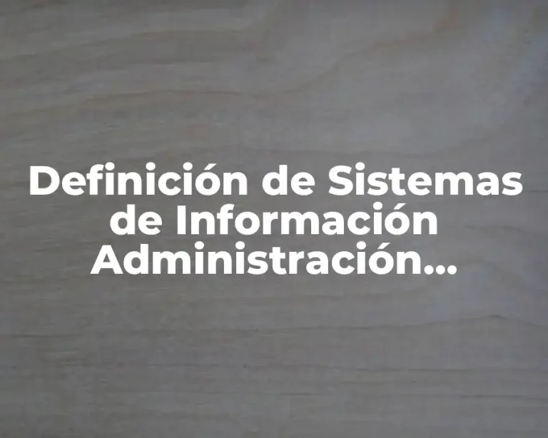 Definición de Sistemas de Información Administración Técnicas de Control