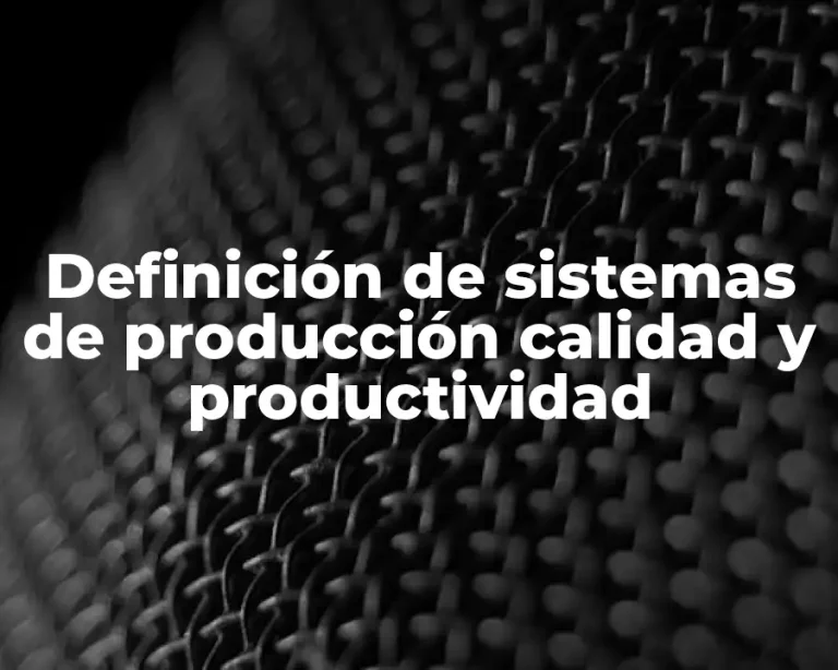 Definición de sistemas de producción calidad y productividad