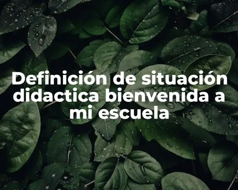 Definición de situación didactica bienvenida a mi escuela