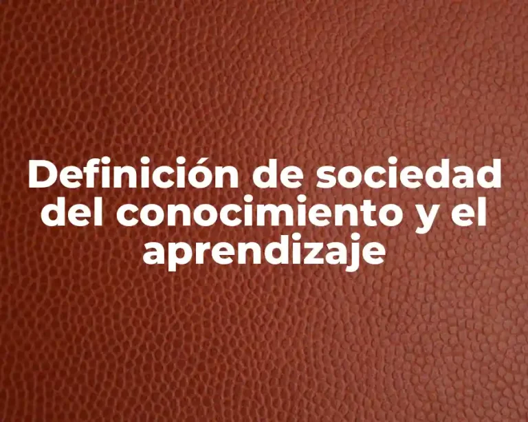Definición de sociedad del conocimiento y el aprendizaje