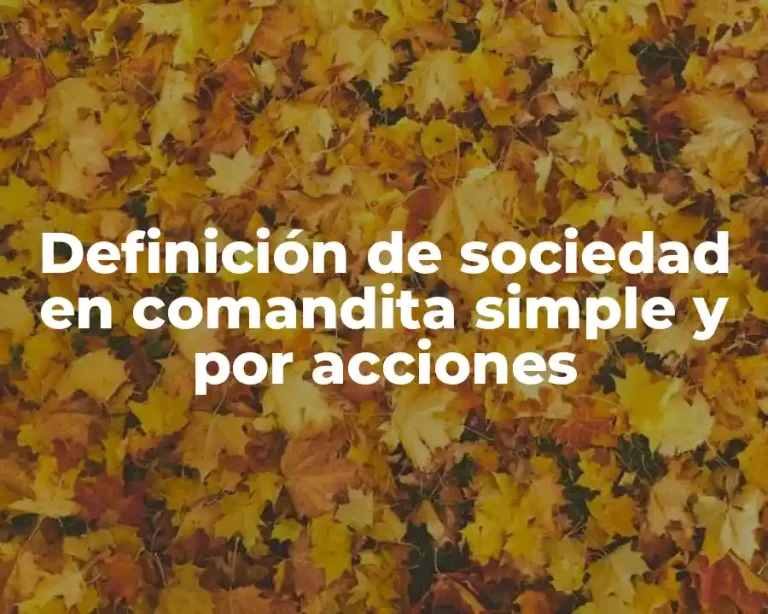 Definición de sociedad en comandita simple y por acciones