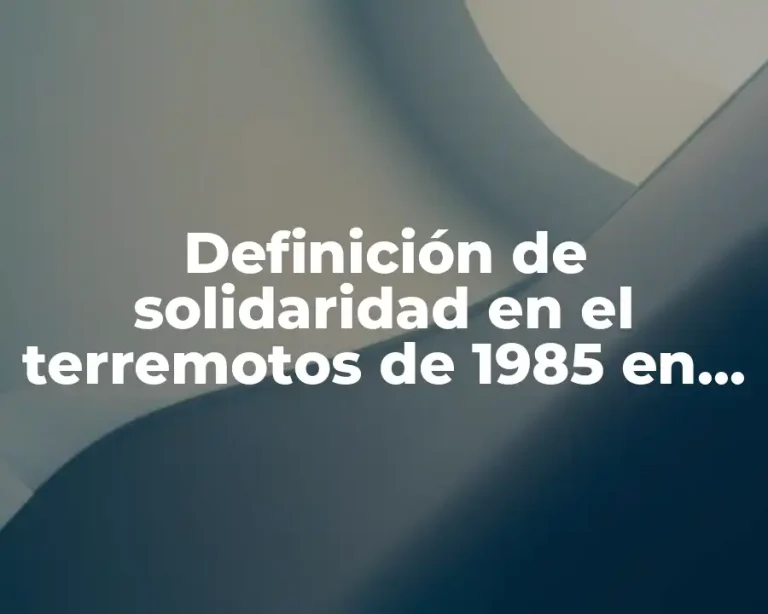 Definición de solidaridad en el terremotos de 1985 en Mexico