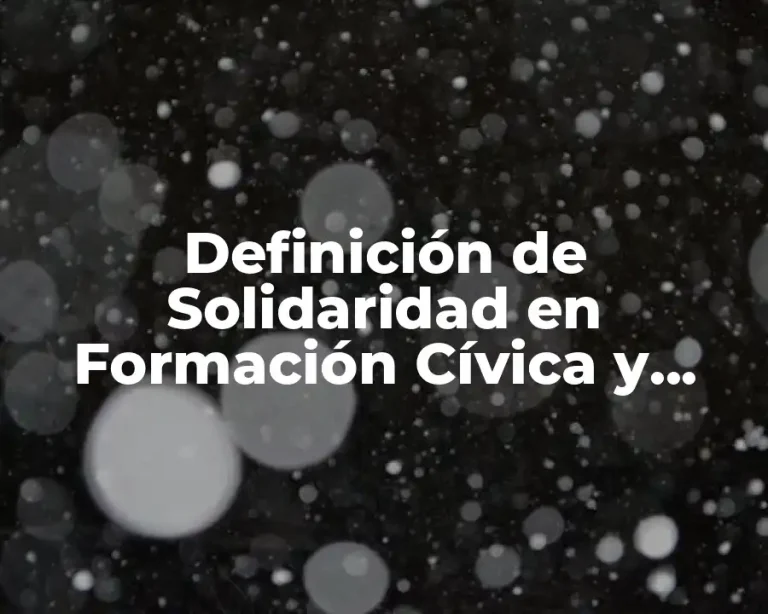 Definición de Solidaridad en Formación Cívica y Ética