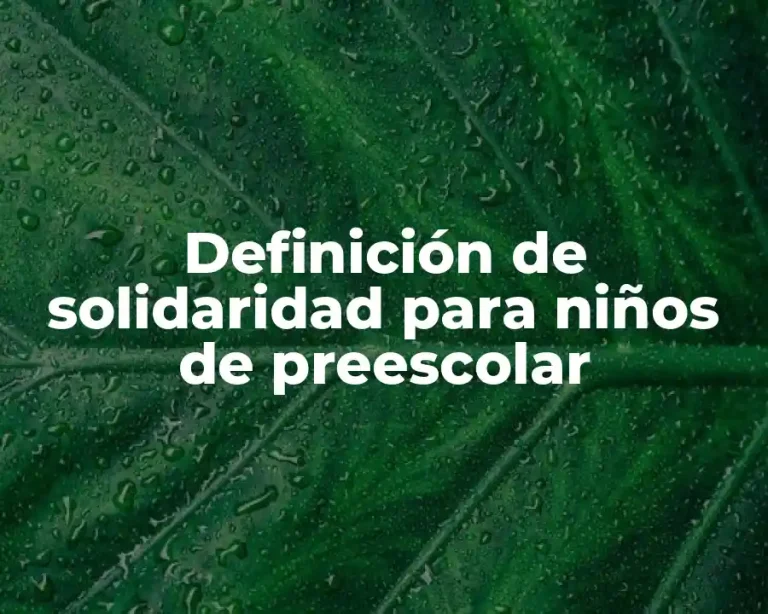 Definición de solidaridad para niños de preescolar