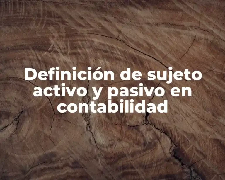 Definición de sujeto activo y pasivo en contabilidad
