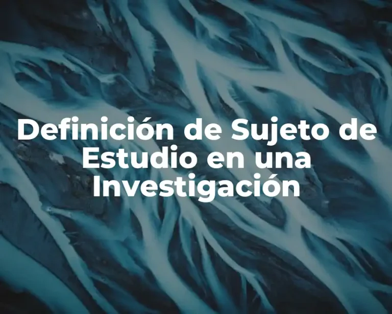 Definición de Sujeto de Estudio en una Investigación