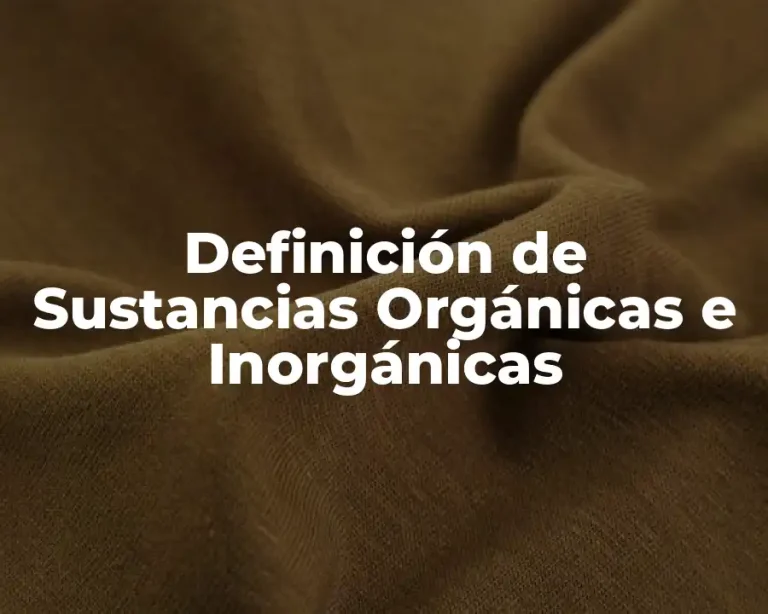Definición de Sustancias Orgánicas e Inorgánicas