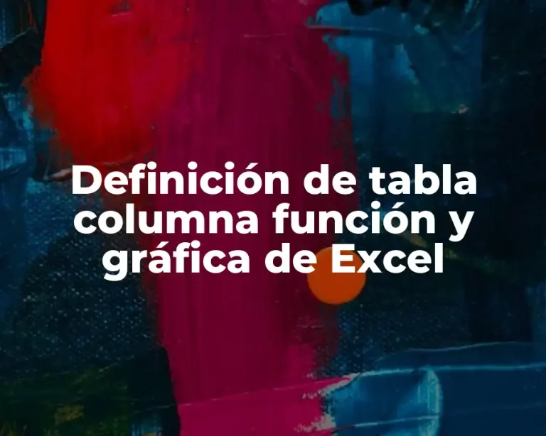 Definición de tabla columna función y gráfica de Excel