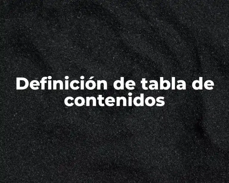 Definición de tabla de contenidos