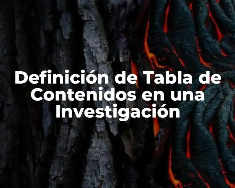 Definición de Tabla de Contenidos en una Investigación