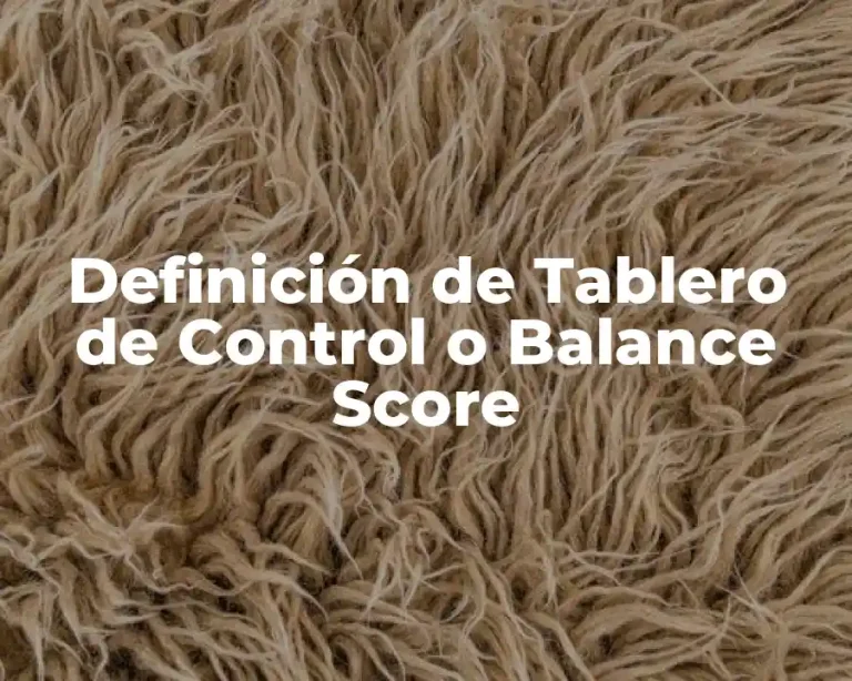 Definición de Tablero de Control o Balance Score