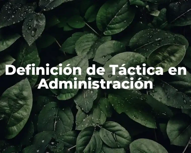 Definición de Táctica en Administración