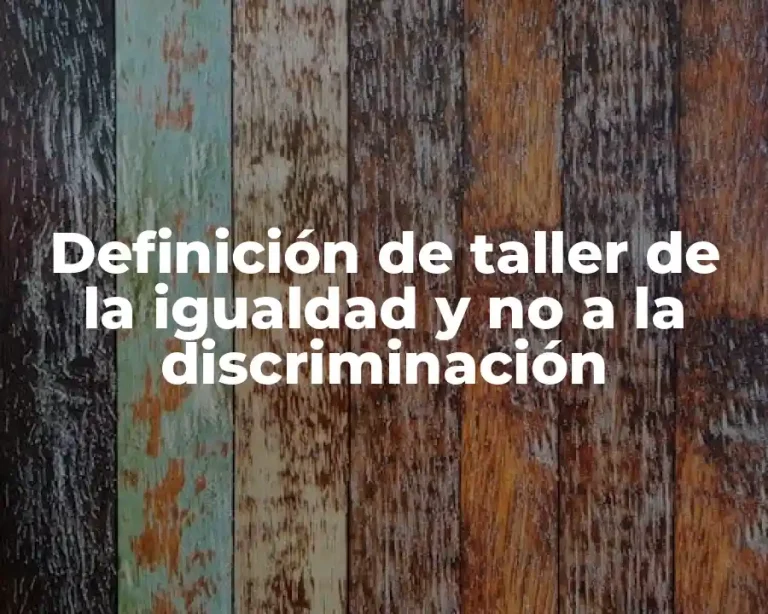 Definición de taller de la igualdad y no a la discriminación