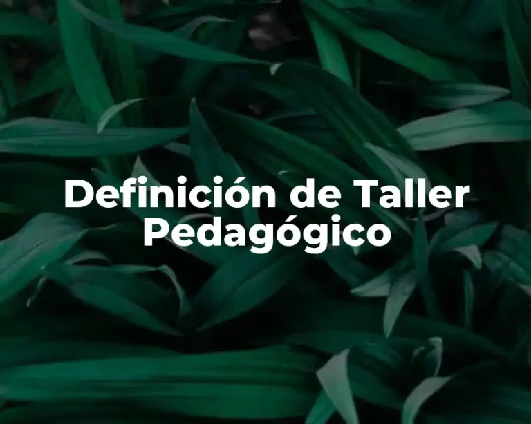 Definición de Taller Pedagógico