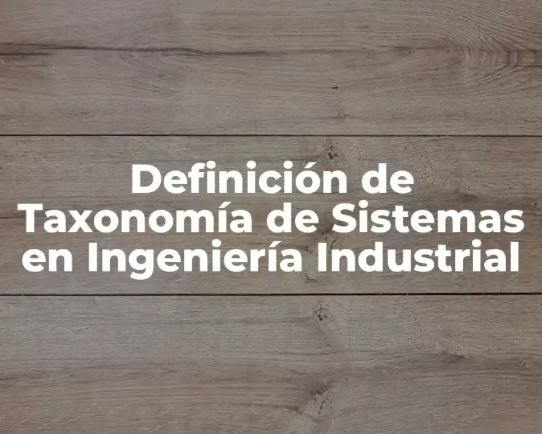 Definición de Taxonomía de Sistemas en Ingeniería Industrial