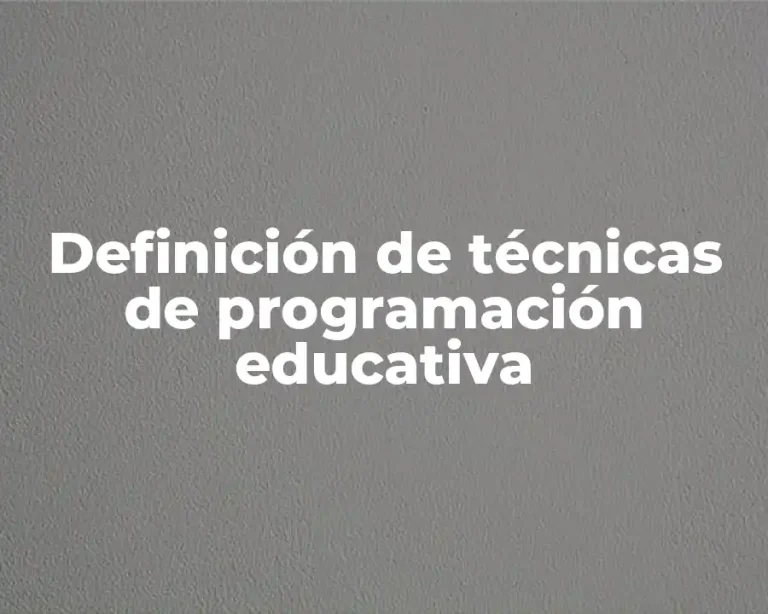 Definición de técnicas de programación educativa