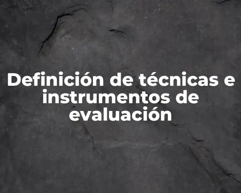 Definición de técnicas e instrumentos de evaluación