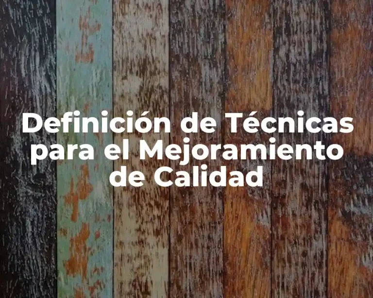 Definición de Técnicas para el Mejoramiento de Calidad