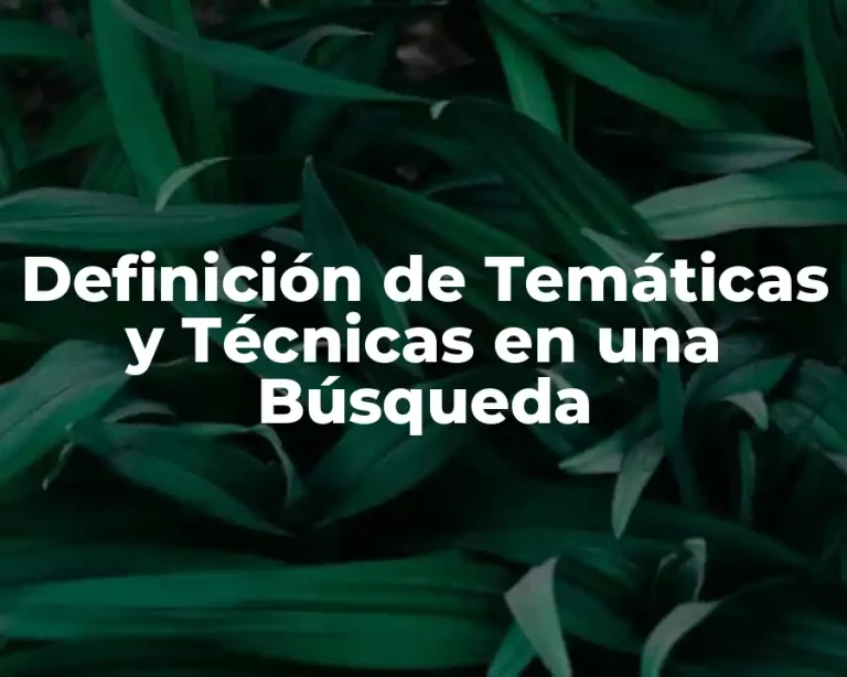 Definición de Temáticas y Técnicas en una Búsqueda