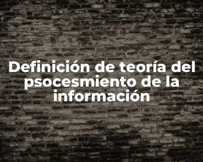 Definición de teoría del psocesmiento de la información