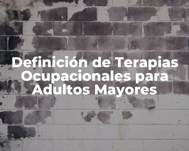 Definición de Terapias Ocupacionales para Adultos Mayores