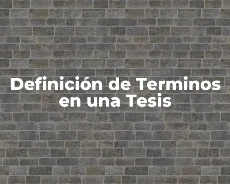 Definición de Terminos en una Tesis