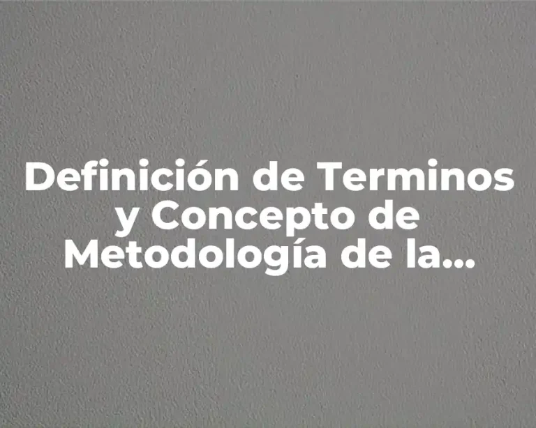 Definición de Terminos y Concepto de Metodología de la Investigación