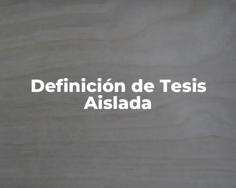 Definición de Tesis Aislada