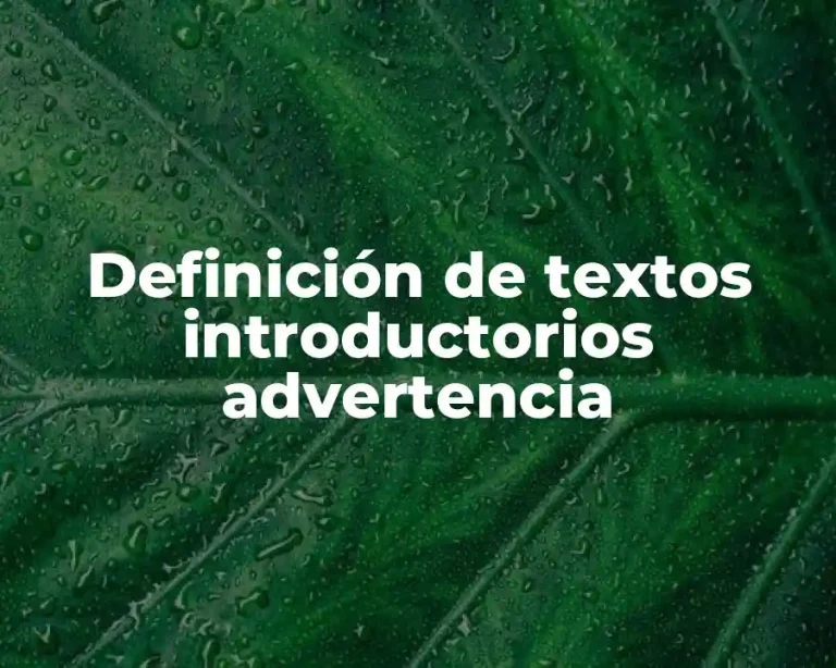 Definición de textos introductorios advertencia