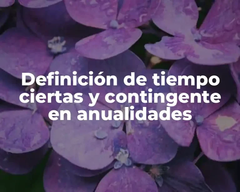 Definición de tiempo ciertas y contingente en anualidades
