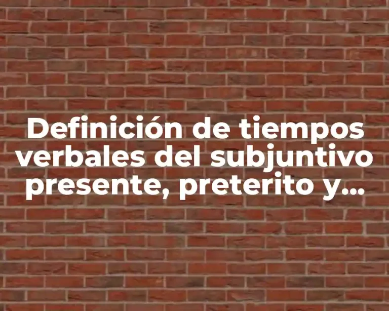 Definición de tiempos verbales del subjuntivo presente, preterito y futuro