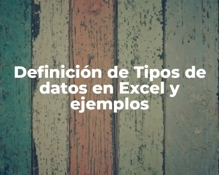 Definición de Tipos de datos en Excel y ejemplos