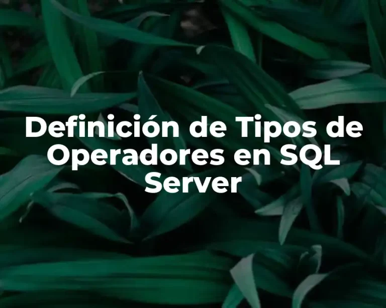 Definición de Tipos de Operadores en SQL Server
