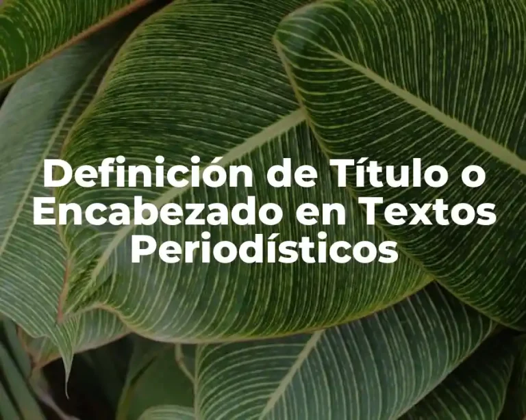 Definición de Título o Encabezado en Textos Periodísticos