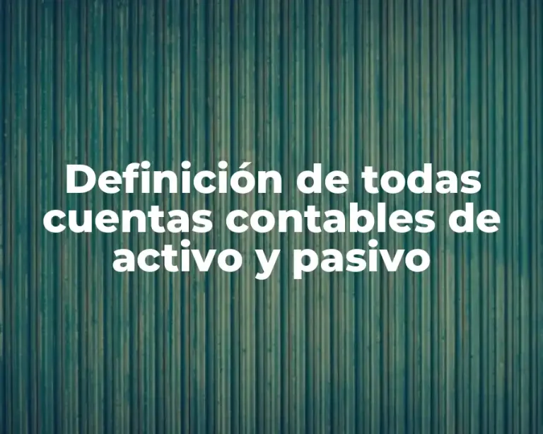 Definición de todas cuentas contables de activo y pasivo
