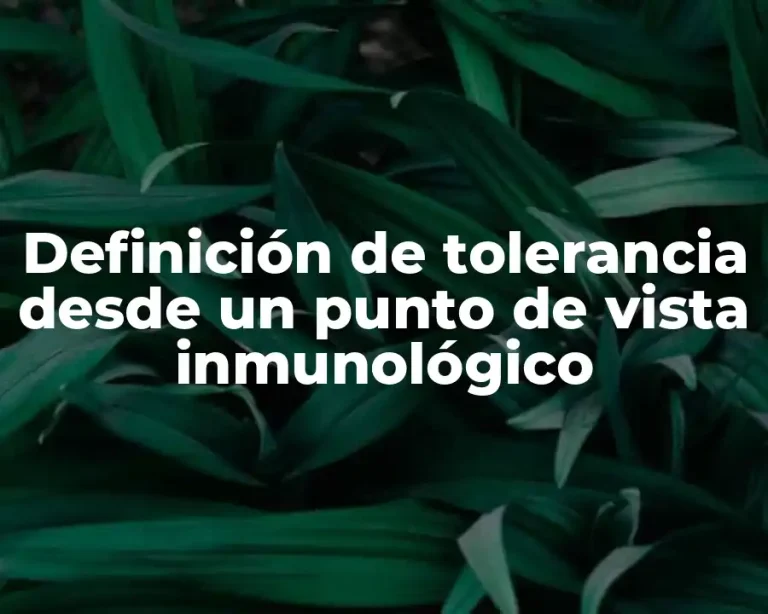 Definición de tolerancia desde un punto de vista inmunológico