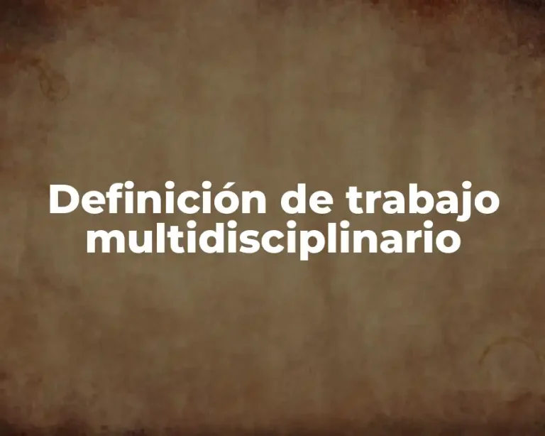 Definición de trabajo multidisciplinario