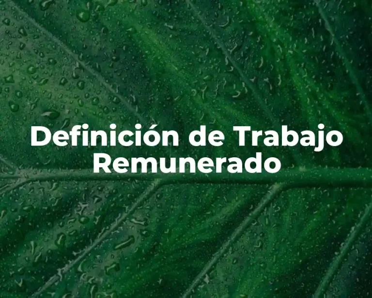 Definición de Trabajo Remunerado