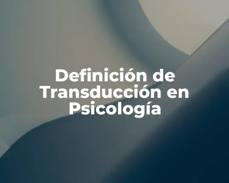 Definición de Transducción en Psicología