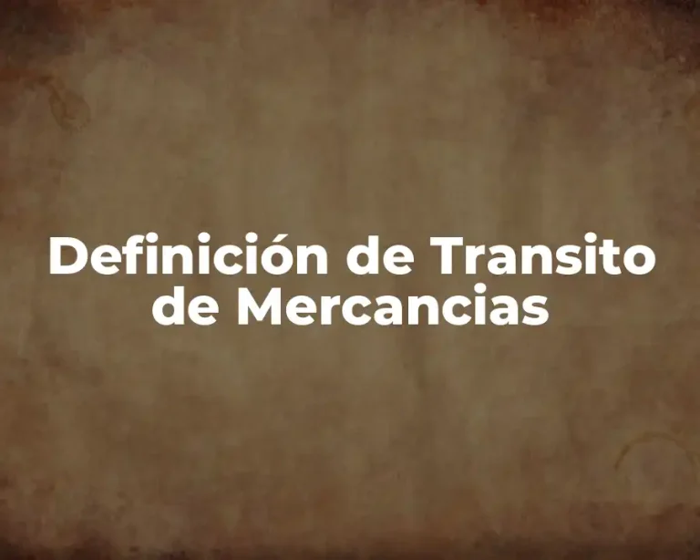 Definición de Transito de Mercancias