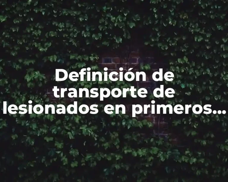 Definición de transporte de lesionados en primeros auxilios