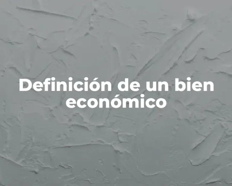 Definición de un bien económico